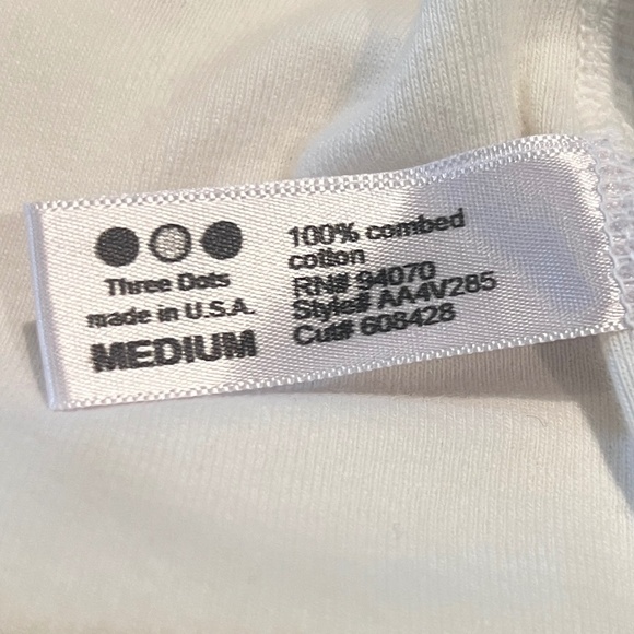 Three Dots Soft Cotton White Collared V-Neck Pullover Top - Medium - Picture 7 of 7